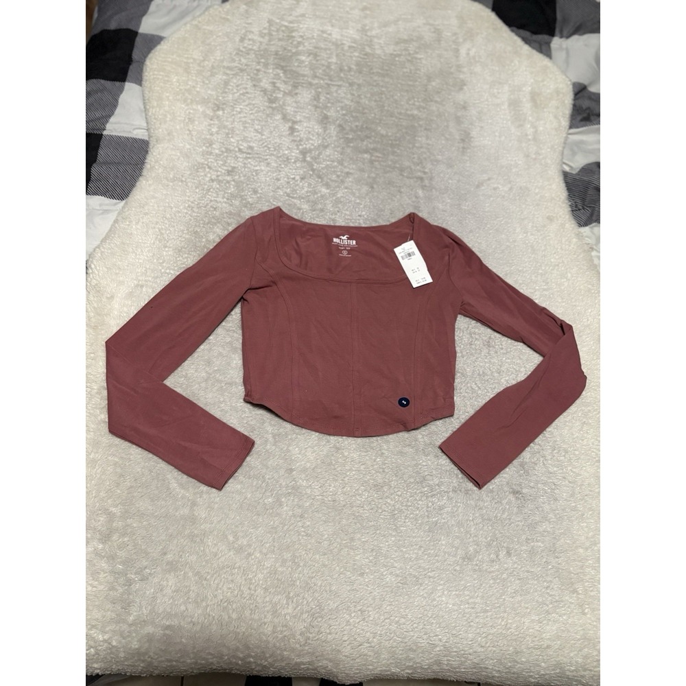 New Hollister Baby Tee Long Sleeve Pink Top Size Small Shirt NWT